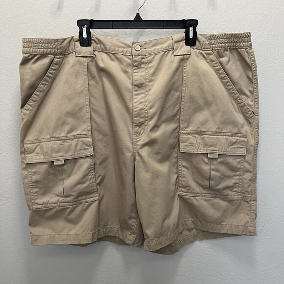 St John’s Bay | Khaki Tan Cargo Shorts Elastic Waist Men’s 48 Walking Hiking - Picture 2 of 6